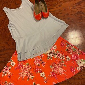 NWOT BUNDLE Flare Red Skirt+Layered Viscose Tunic